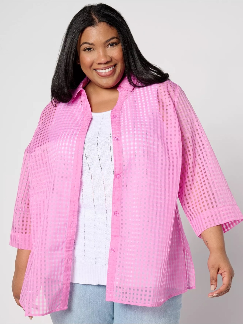 Joan Rivers Red Carpet Gingham Tunic Topper